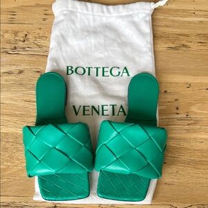 Bottega Veneta Emerald Quilted Slides